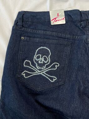 NWT TORRID Royal Bones  Dark Denim Skull Skinny Jeans Size 22 New